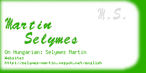 martin selymes business card